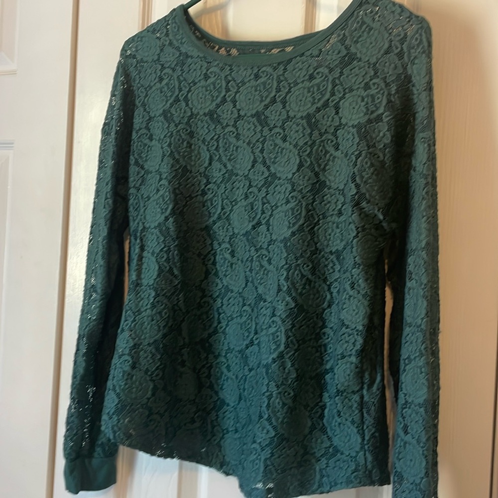 Art Class, green lace top, Size: XL 14/16